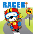 cartoon a cute animal riding motorcycle vector image