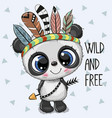 cute cartoon tribal panda with feathers vector image