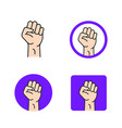 fist hand power logo protest strong raised vector image