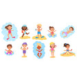 children at beach water games swimming summer vector image vector image