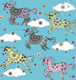 cute background with cartoon unicorns vector image vector image