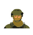 green uniform camouflage army soldier with mask vector image vector image