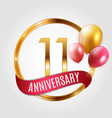 template gold logo 11 years anniversary vector image