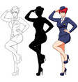 air hostess on white anime vector image vector image