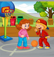 children basketball at park vector image