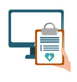 online doctor computer clipboard report medical vector image