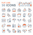 set line icons fast food vector image vector image