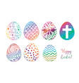 six colored doodle sketch easter eggs on white vector image