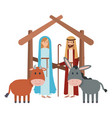 virgin mary and saint joseph with animals vector image vector image