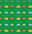 colorful retro kids toy cars in rows pattern vector image