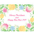 floral frame merry christmas and new year text vector image