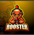 gamer rooster mascot esport logo design vector image