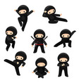 set of cute ninjas in various poses isolated vector image vector image