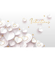 valentine day background white cut paper heart vector image