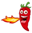 chili cartoon character breathing fire vector image