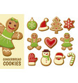 gingerbread cookie collection set 2 vector image
