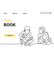 two children read book continuous line drawing vector image