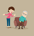 angry woman scolding to elderly man sitting vector image