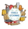 kitchen utensils and kitchenware sketch vector image vector image