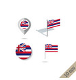 map pins with flag hawaii vector image vector image