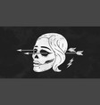 skull girl poster vintage woman vector image