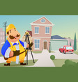 contractor standing in front of a house vector image vector image