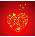 red valentines day card with gold hearts vector image