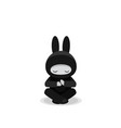 sitting cute bunny ninja isolated on white vector image vector image