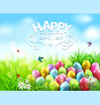 background easter eggs in green grass vector image vector image