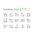gardening tools linear icons set vector image