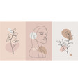 minimalist style portrait line flower vector image vector image