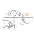 sea beach line drawing summer outdoors vector image