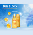 sunblock uv protection ads template sun care vector image
