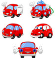 cartoon funny red cars collection vector image
