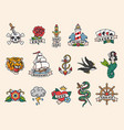sailor tattoo designs old school tattooing style vector image vector image