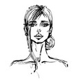 beautiful woman face hand drawn vector image