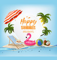 summer vacation background with travel items vector image