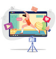 female fitness vlogger vector image vector image