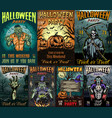 halloween party posters collection vector image