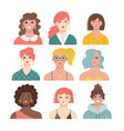 weomen head portraits set diverse female faces vector image