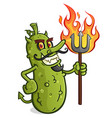 pickle devil cartoon character holding a pitch vector image vector image