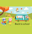 animal back to school poster cute cartoon animals vector image
