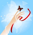 womans hand and butterfly vector image