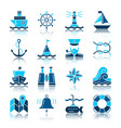 nautical color silhouette with reflection icon set vector image