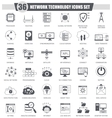 network technology black icons set dark vector image