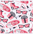 seamless pattern with pink woman goods like vector image
