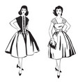 stylish cloth woman fashion dressed girl 1960s vector image