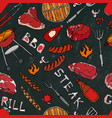 seamless pattern of summer bbq grill party steak vector image