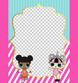 pink template invitation card for little vector image vector image