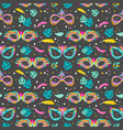 seamless pattern with carnival masks leaves vector image vector image